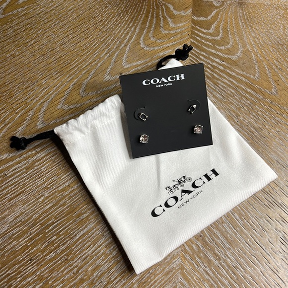 COACH Signature And Stone Stud Earrings Set of Two - Picture 1 of 6